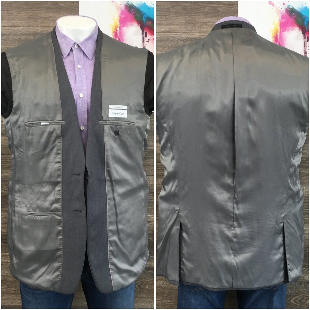 Calvin Klein Mens Blazer Sport Coat Two Button Wool Jacket 46L Slim Casual Suits - Picture 7 of 13